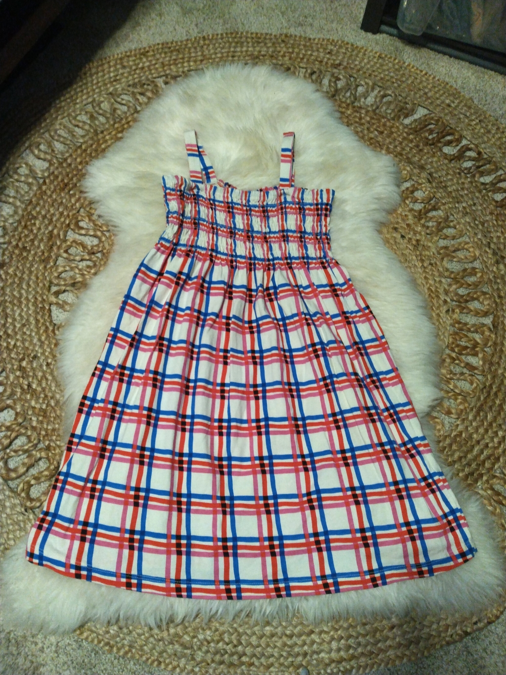 Hanna Andersson Girls Plaid Smocked Sleeveless Sundress Multicolor Size 10